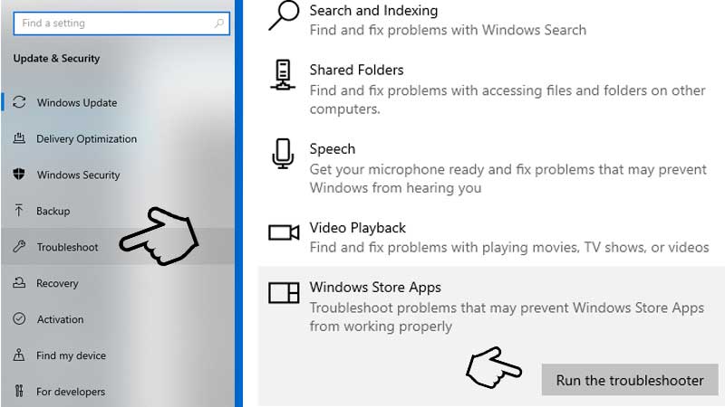 Windows 10 App Troubleshoot