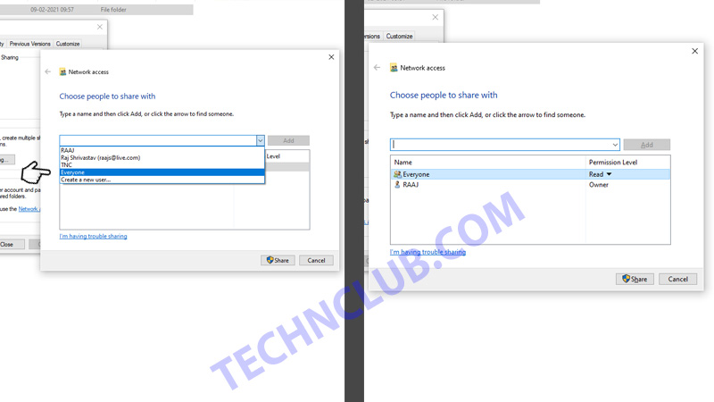 Windows 10 Folder Sharing User Permission