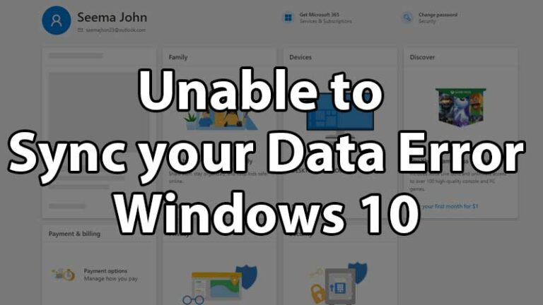 Windows 10 Cloud Sync Fix