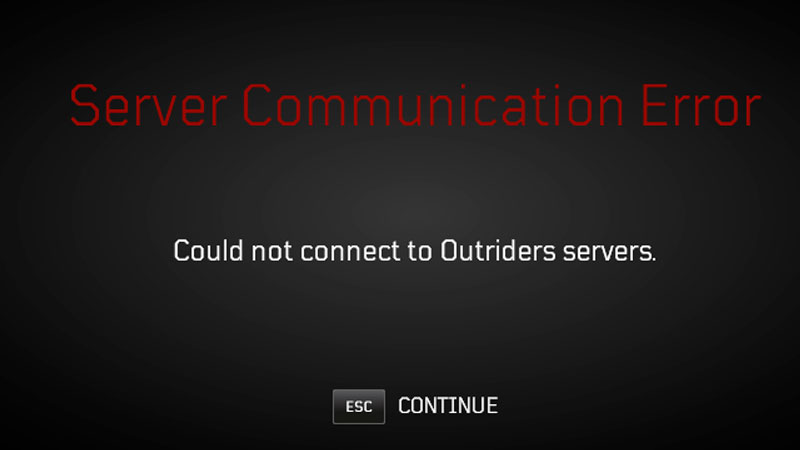 outriders server connection error