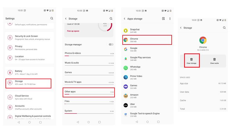 how to clear android app data