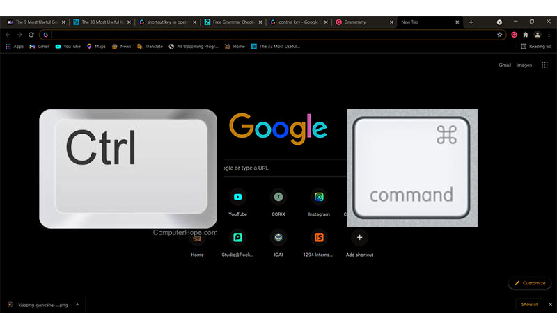 Mac and Windows Shortcut keys for google chrome