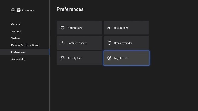 Xbox Night Mode Available in New Update