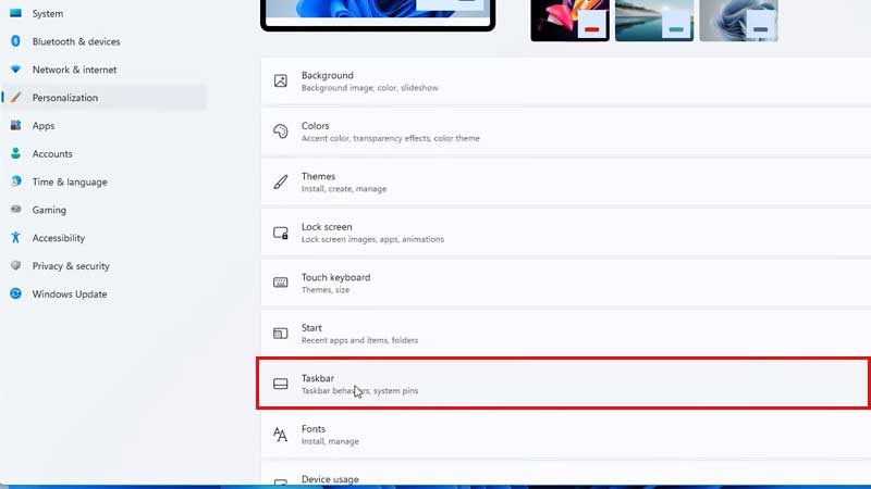 Windows 11 Taskbar Settings