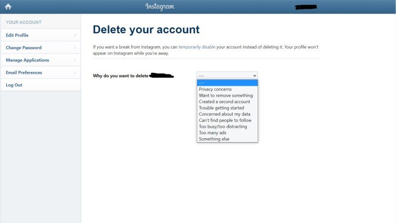 Permanently Delete An Instagram Account