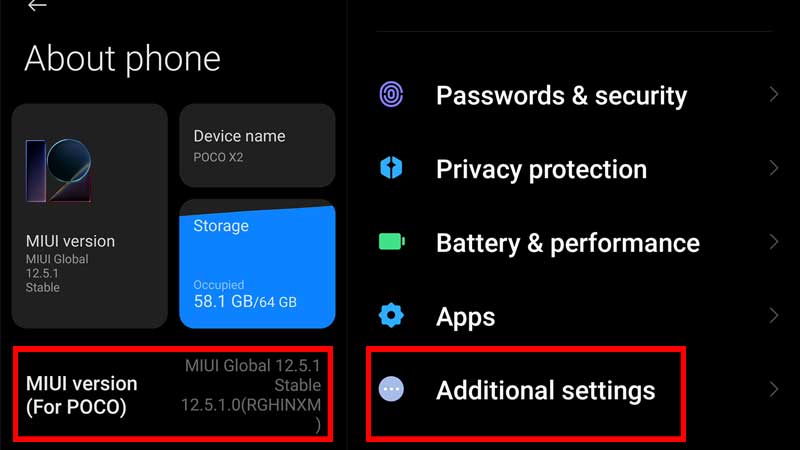 Developer Options Poco