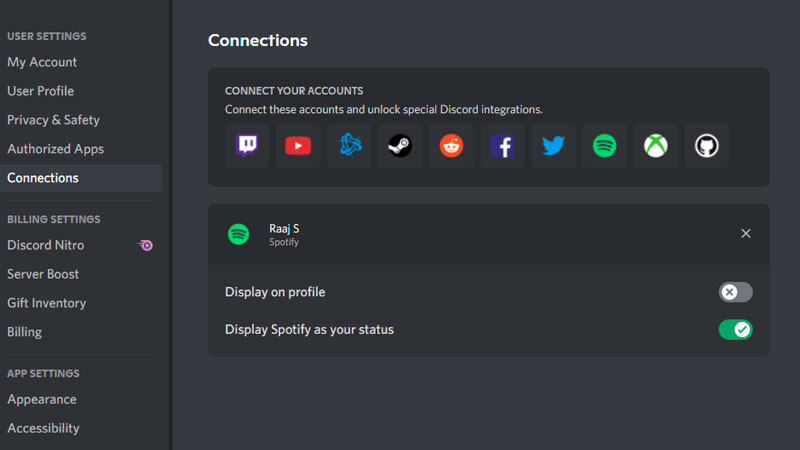 Discord Spotify Settings
