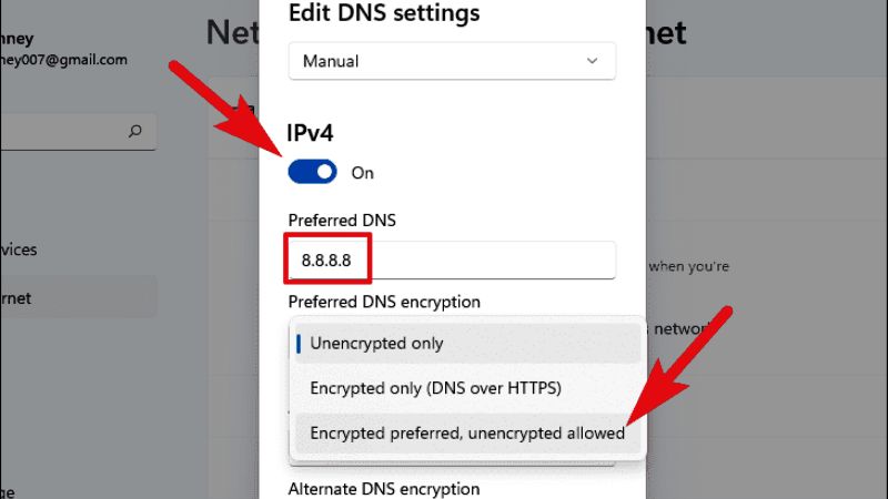 edit dns settings in windows 11