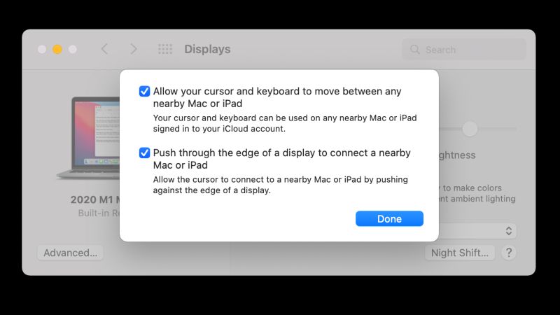 macos monterey universal control settings