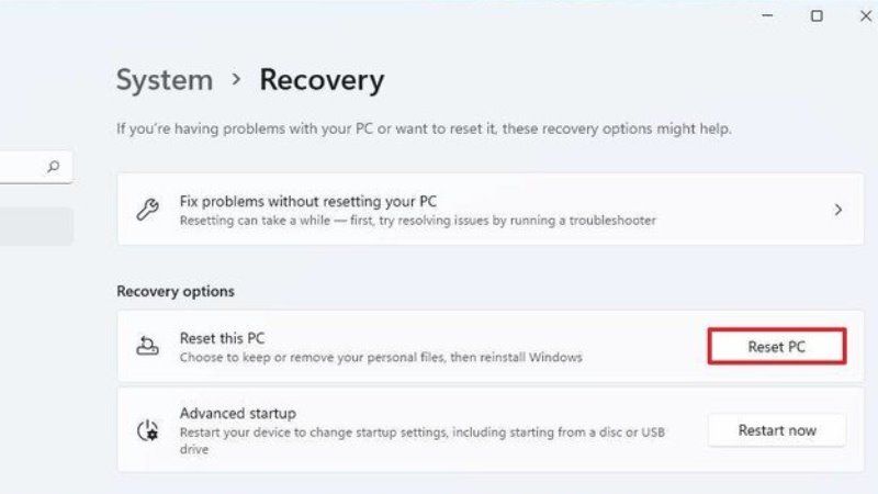 factory reset a windows 11 computer