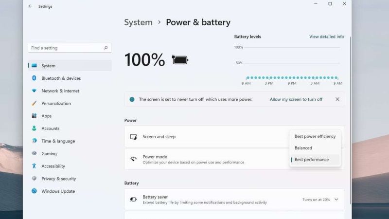 how to change power mode in Windows 11