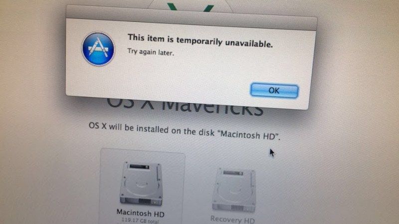 how to fix this item is temporarily unavailable error on mac