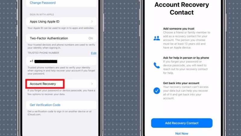 set up an apple id account recovery contact in ios 15
