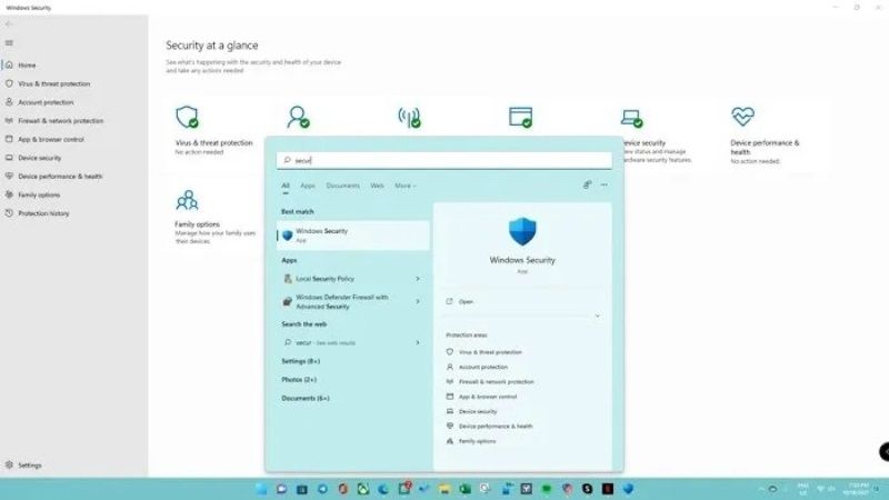 windows security in windows 11 not opening or working