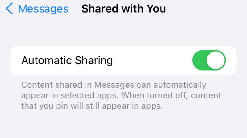 automatic sharing on ios 15 using shared with you