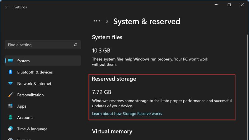 enable or disable reserved storage in windows 11