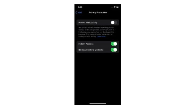 how to disable mail privacy protection on ios 15