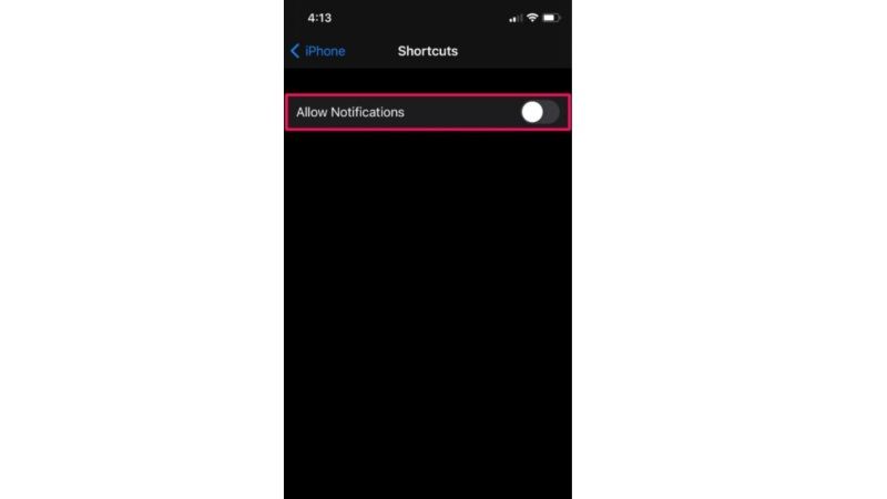 turn off shortcut notifications on ios 15