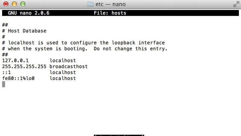 edit hosts file on a mac
