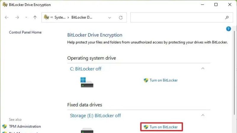 enable bitlocker in windows 11