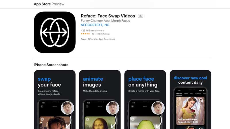 reface deepfake app ios