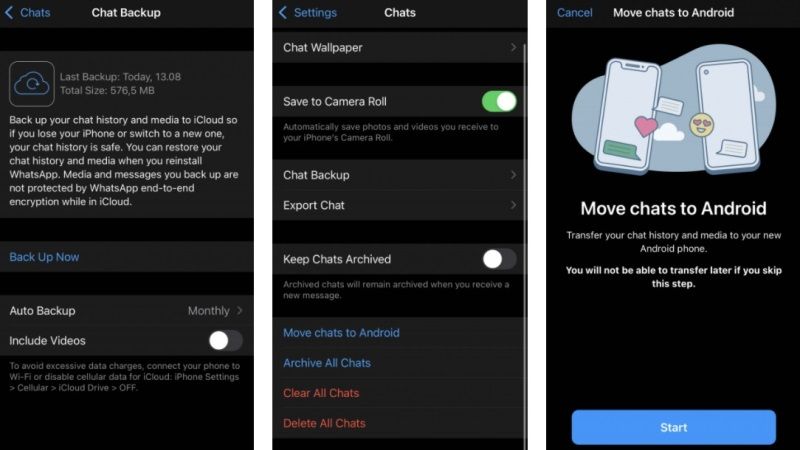 transfer whatsapp chats from iphone to android