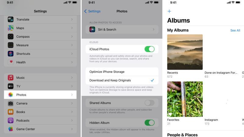 access icloud photos on iphone, ipad