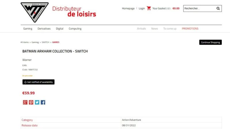 batman arkham collection nintento switch leaks