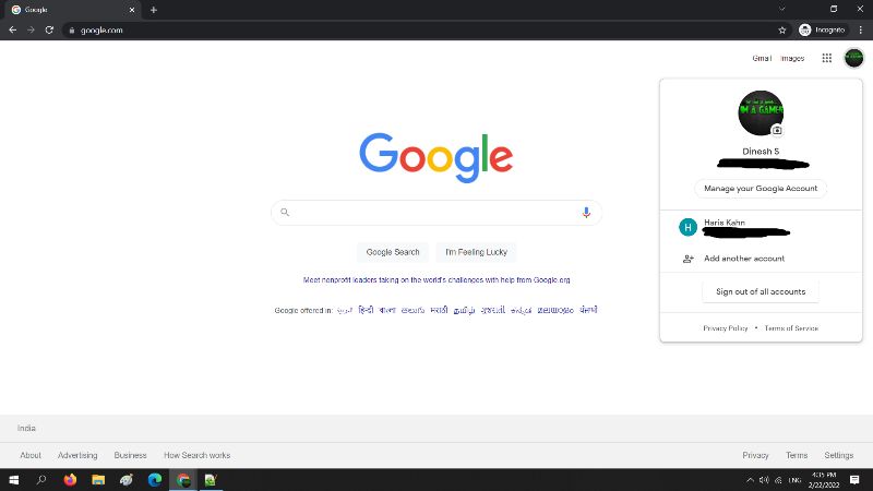 change default google account
