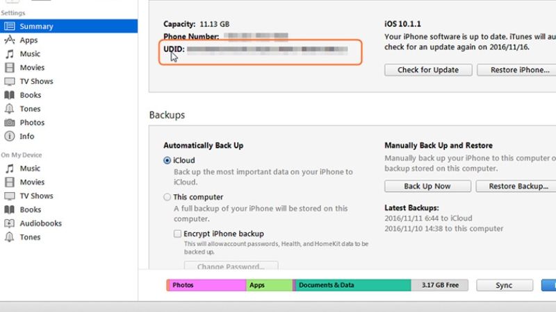 find udid from iPhone