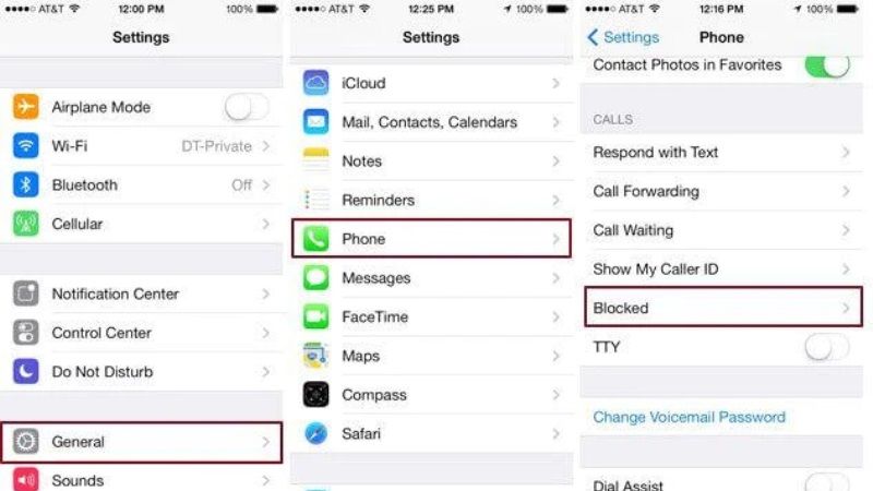look at blocked numbers on iphone