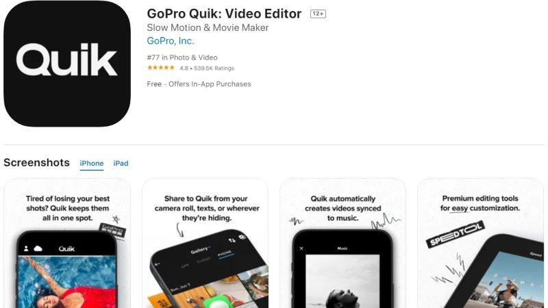 quik - best free video editing app for iphone