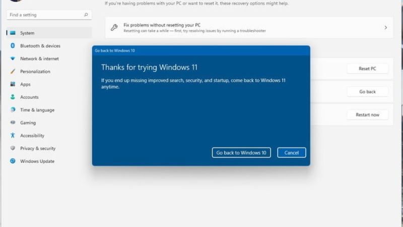 revert back to windows 10 from windows 11