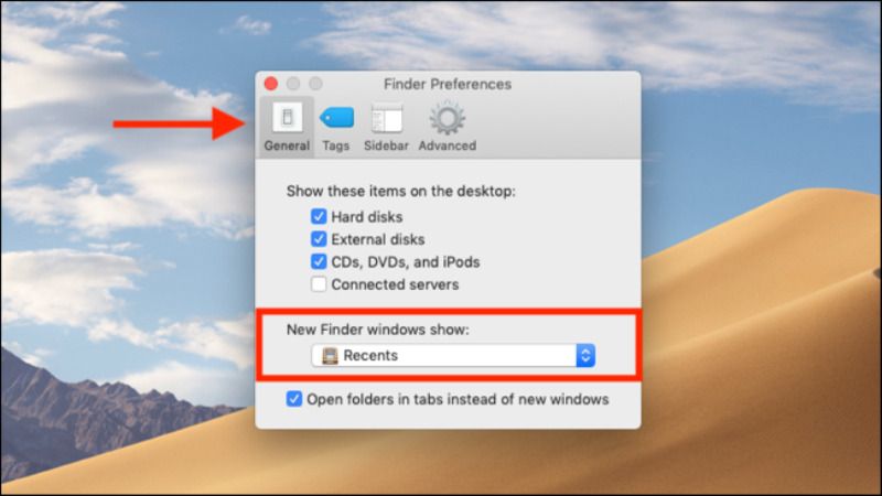 set finder default folder on mac