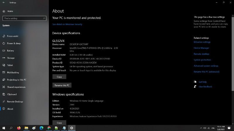 check your full pc specifications on windows 10