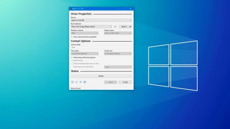 create a windows 10 bootable usb with rufus