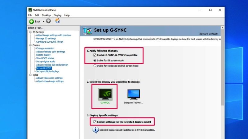 enable nvidia g-sync on pc