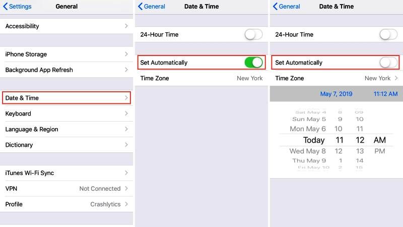 fix iphone showing wrong time and date