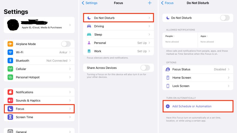 schedule do not disturb on iphone, ipad, and mac