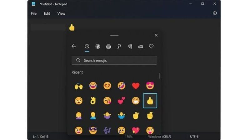 use emojis on notepad in windows 11