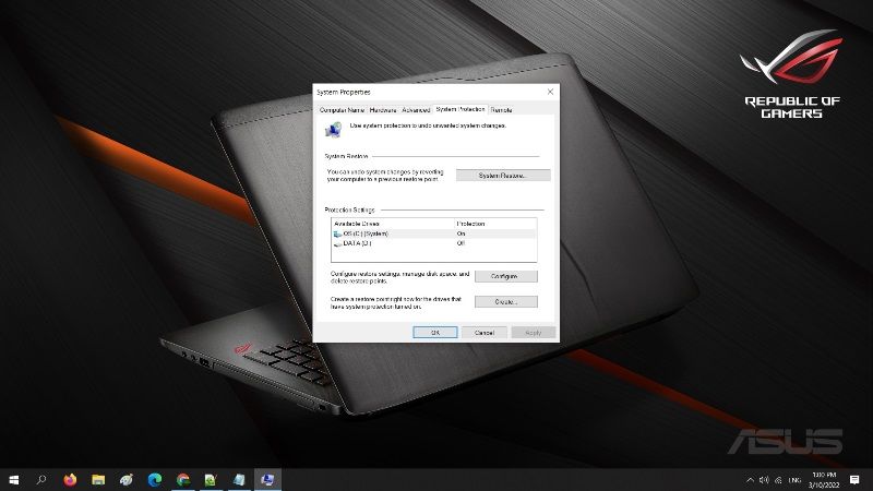 use system restore on windows 10