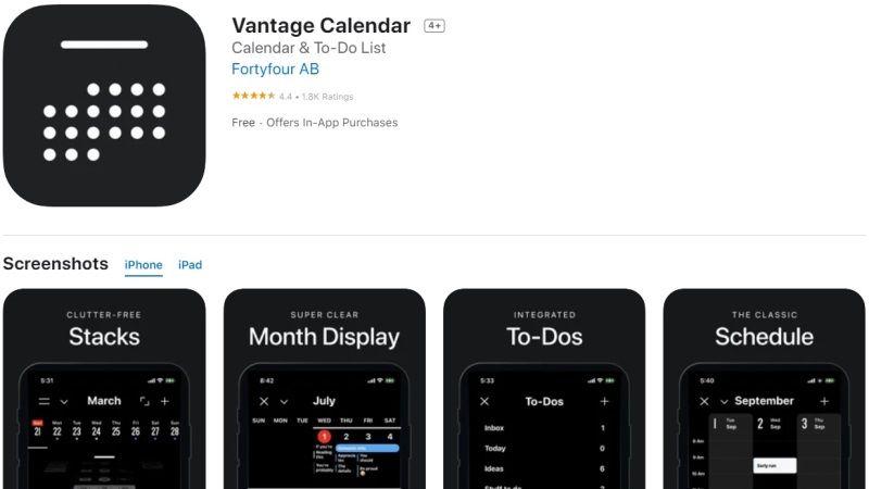 vantage calendar
