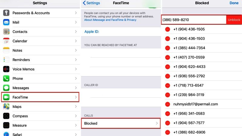 unblock numbers on an iphone