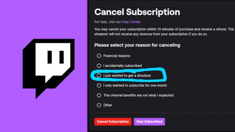 cancel twitch subscription
