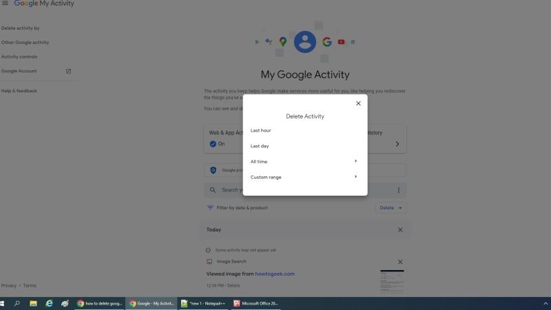 delete google search history