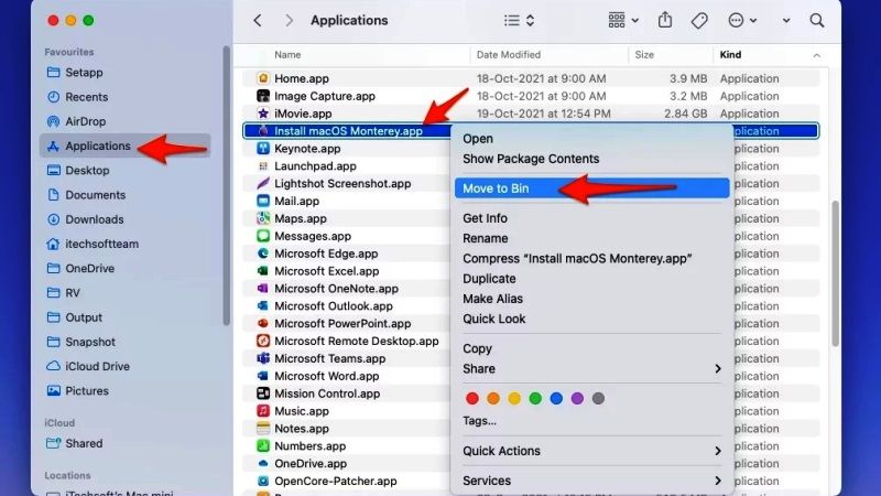 delete the install macos monterey app