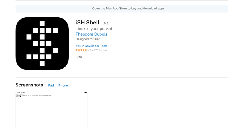 download ish shell app from app store to run web serve on iphone