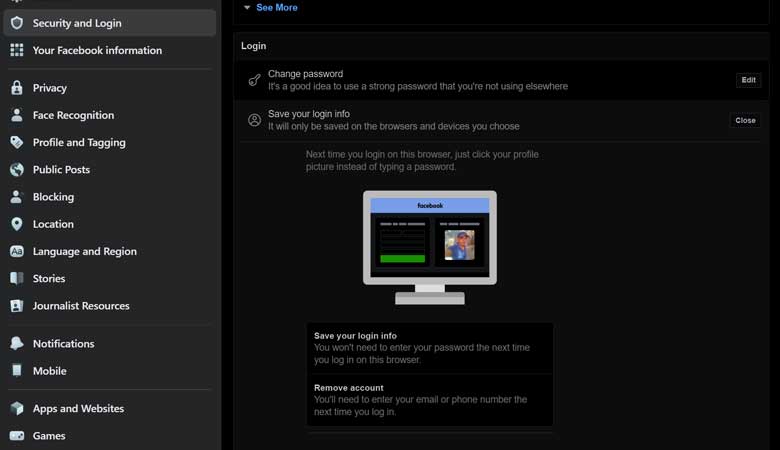 FB Saved Login Info