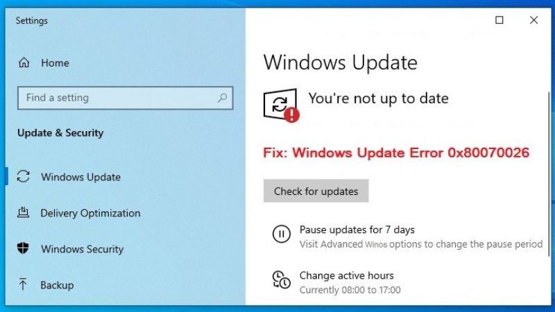 fix windows 10 error code 0X80070026
