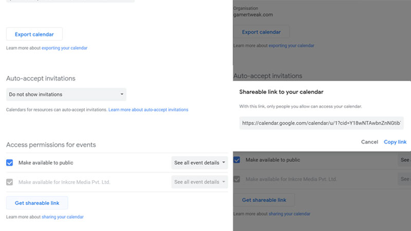 Google Calendar Sharing